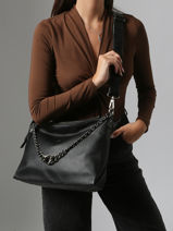 Cross Body Tas Vintage Leder Mila louise Zwart vintage 3822C-vue-porte